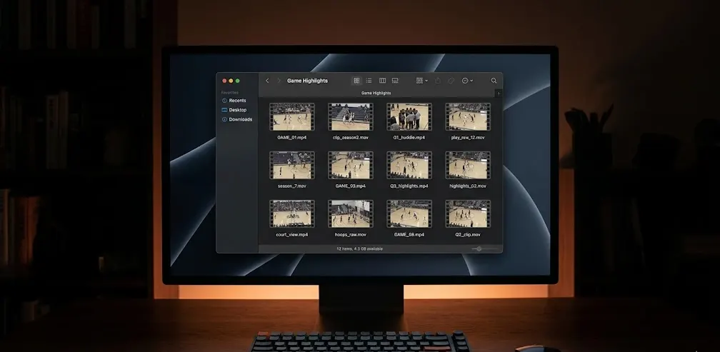 A folder of older mp4 game files — the kind of legacy season film ScreenAssist tags.